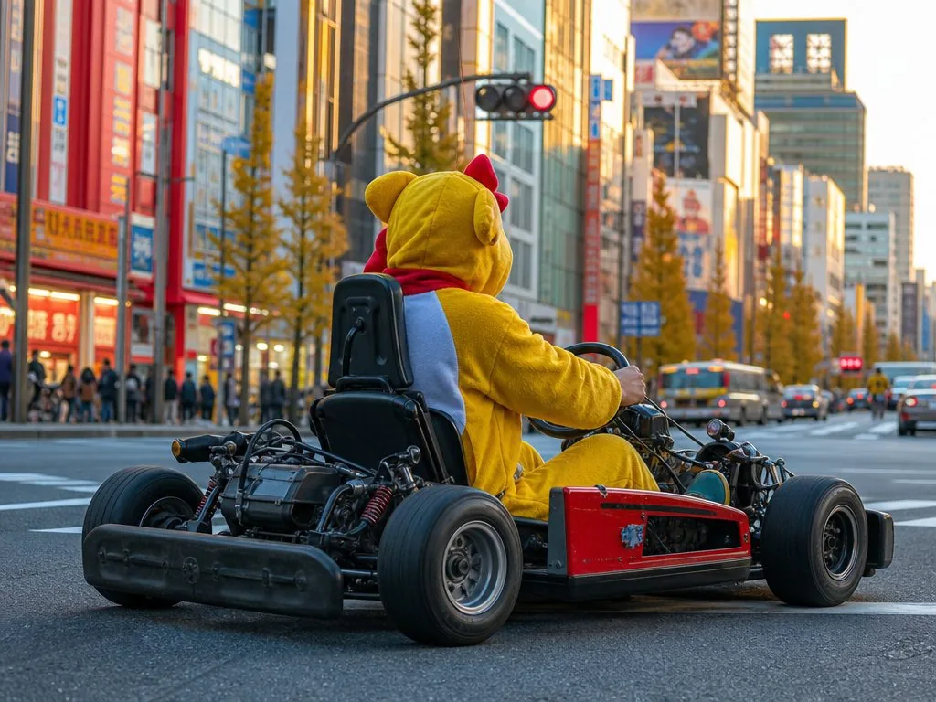 View of Shibuya Crossing from kart height during a street kart tour.